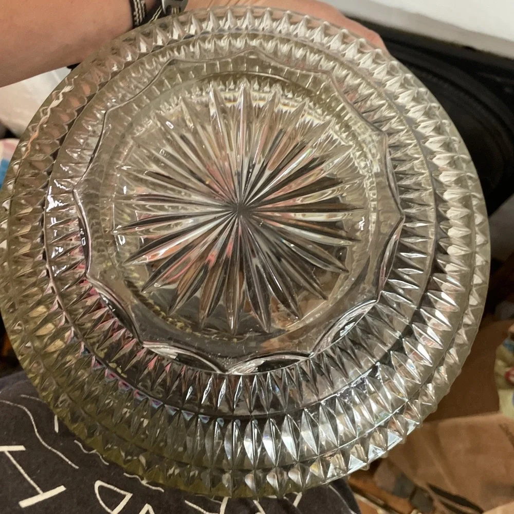 Vintage Indiana Glass Company Royal Drape Punch Bowl Set 10‎ Ribbed Hooked Cups